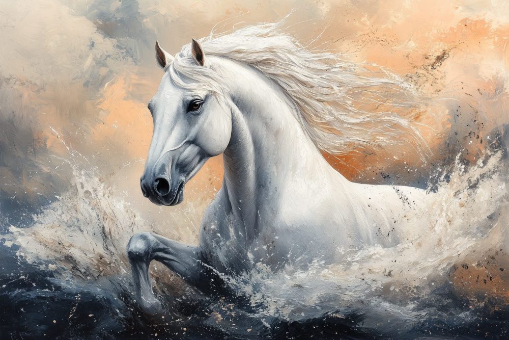 Wit Paard in Galop behang