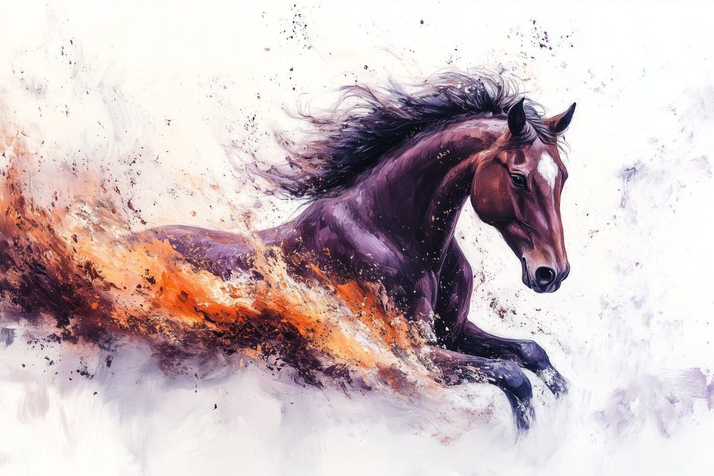 Galopperend bruin paard behang