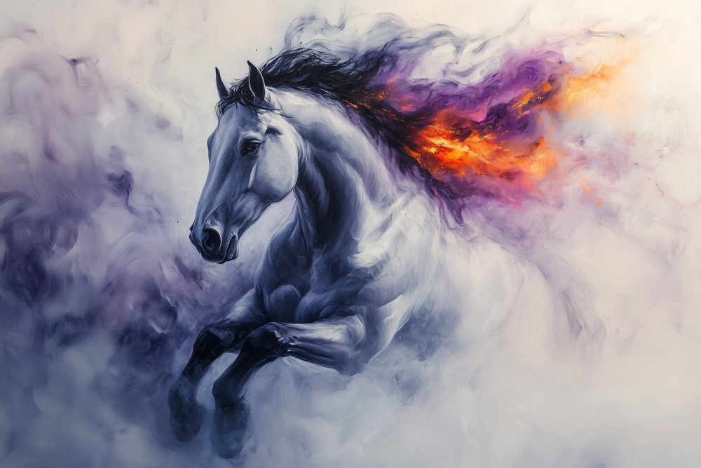 Vurig springend paard behang