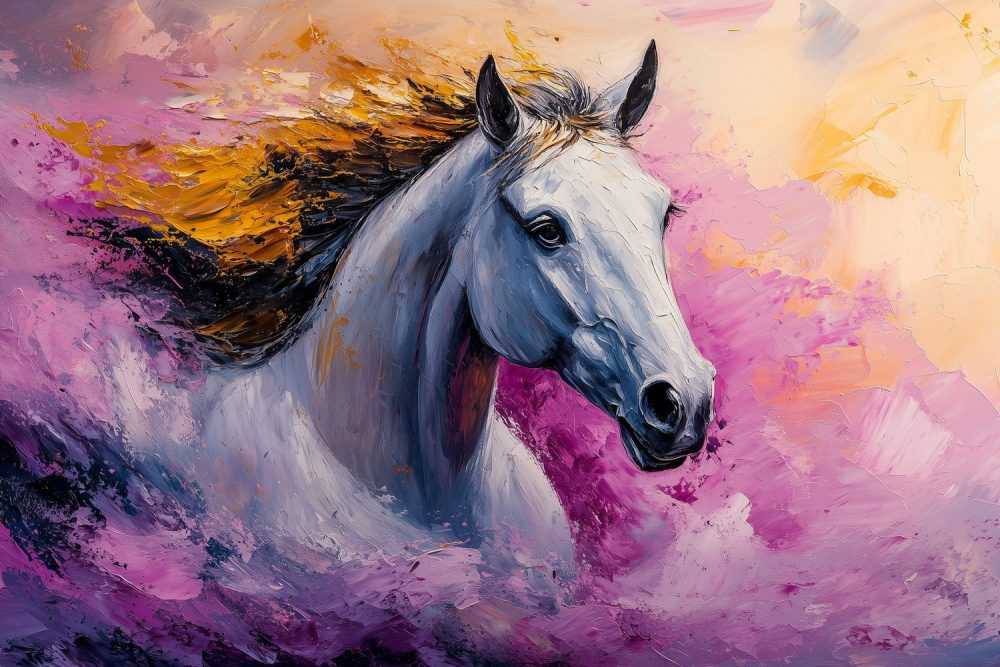 Witte Paard in Beweging behang