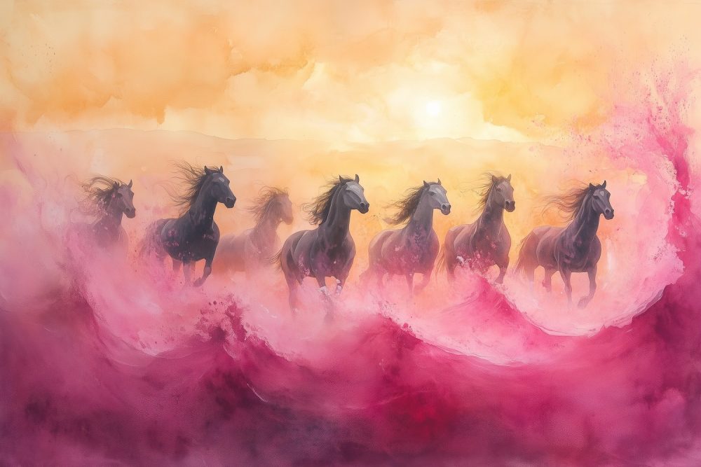 Vurige Paarden in Galop behang