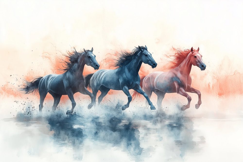 Vliegende Paarden in Water behang