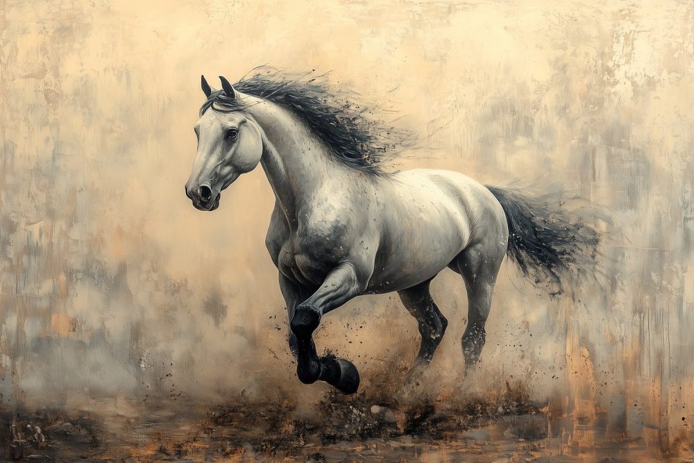 Galopperend Paard in Zwart-Wit behang