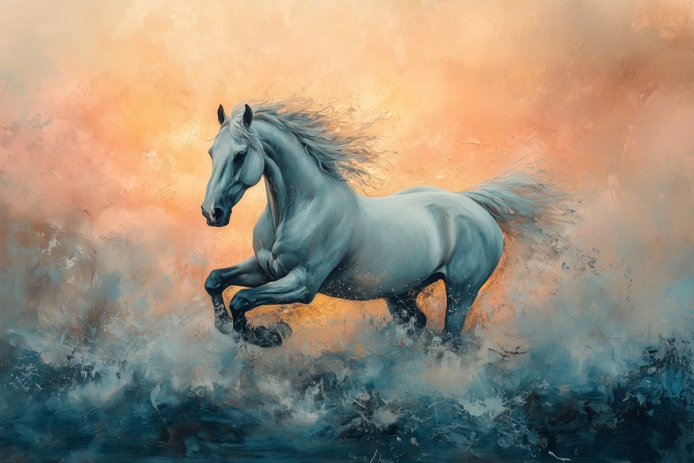 Impressionistisch galopperend paard behang