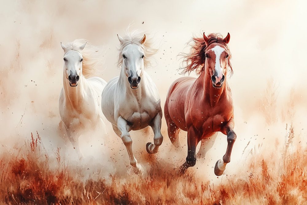 Vrij galopperende paarden behang