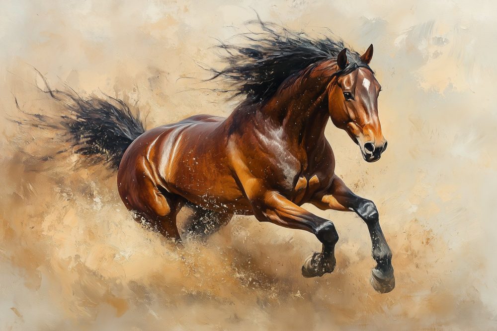 Galopperend bruin paard behang