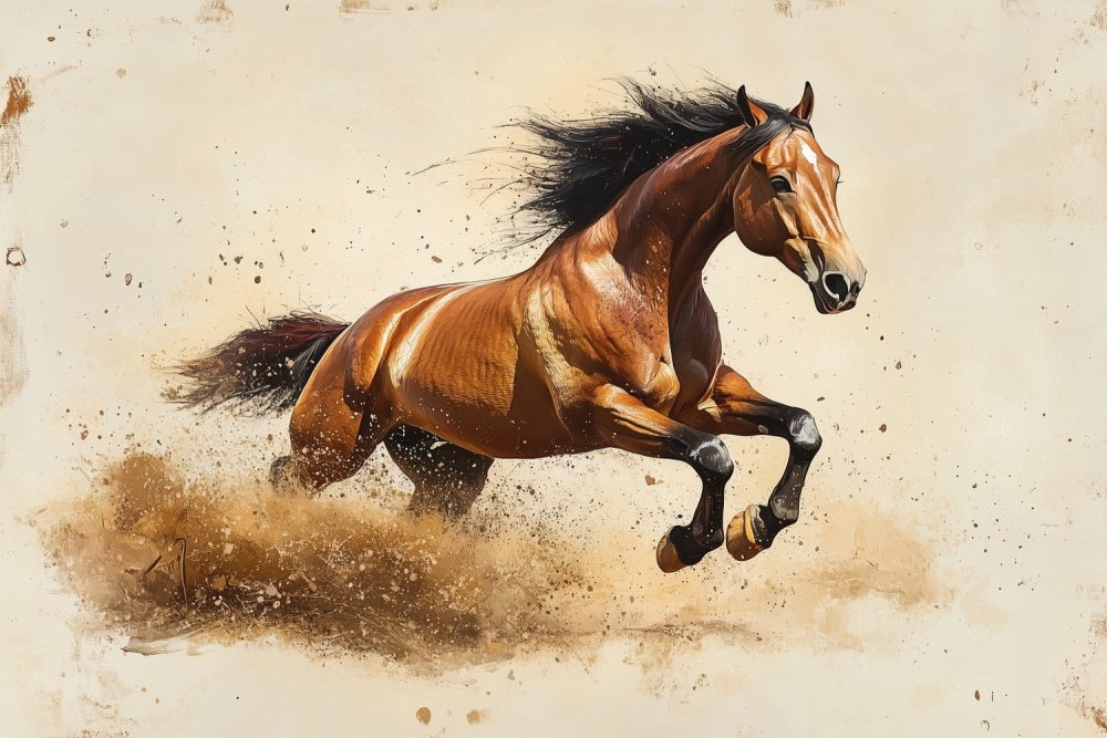 Galopperend paard in vlucht behang