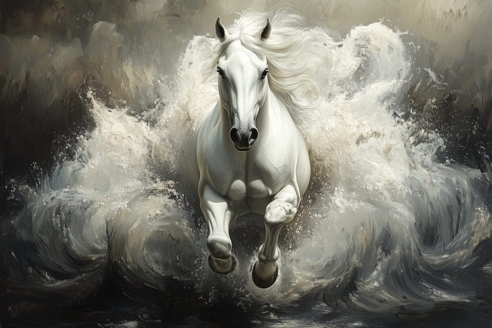 Stormende Zee Galopperend Paard behang