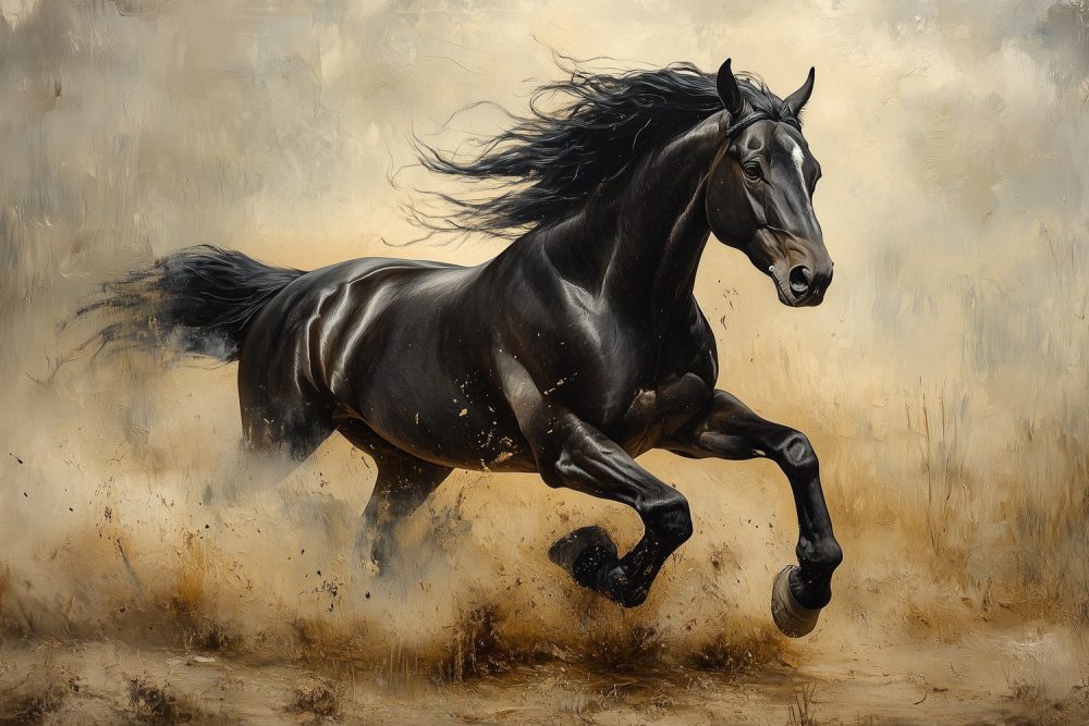 Galopperend Zwart Paard behang