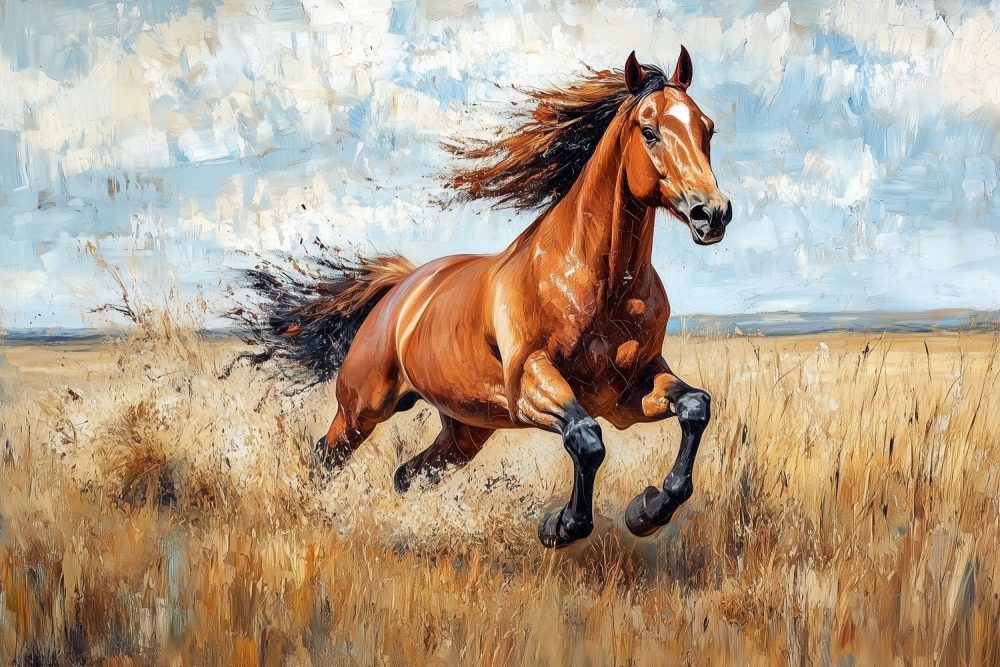 Impressionistisch galopperend paard behang