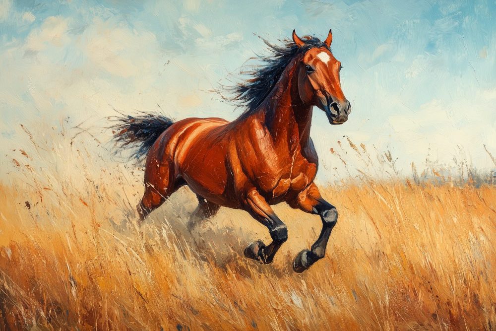 Impressionistisch galopperend paard behang