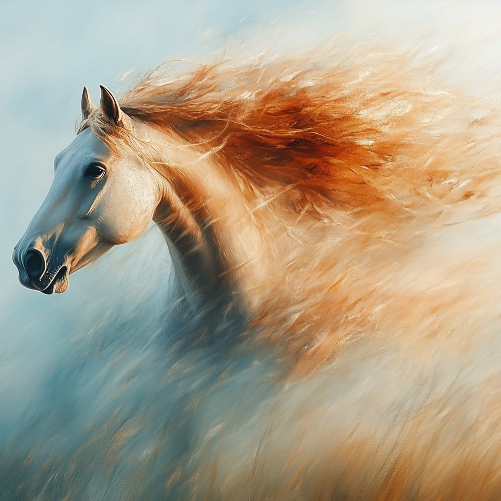 Bewegende Oranje Galopperende Paard behang