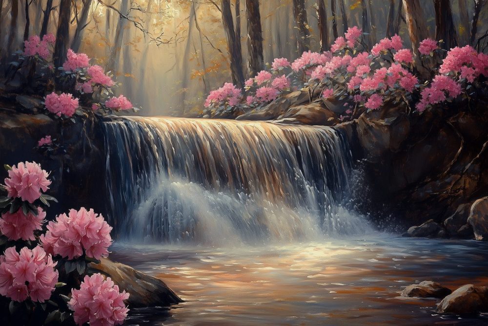 Serene Boswaterval Schilderij behang