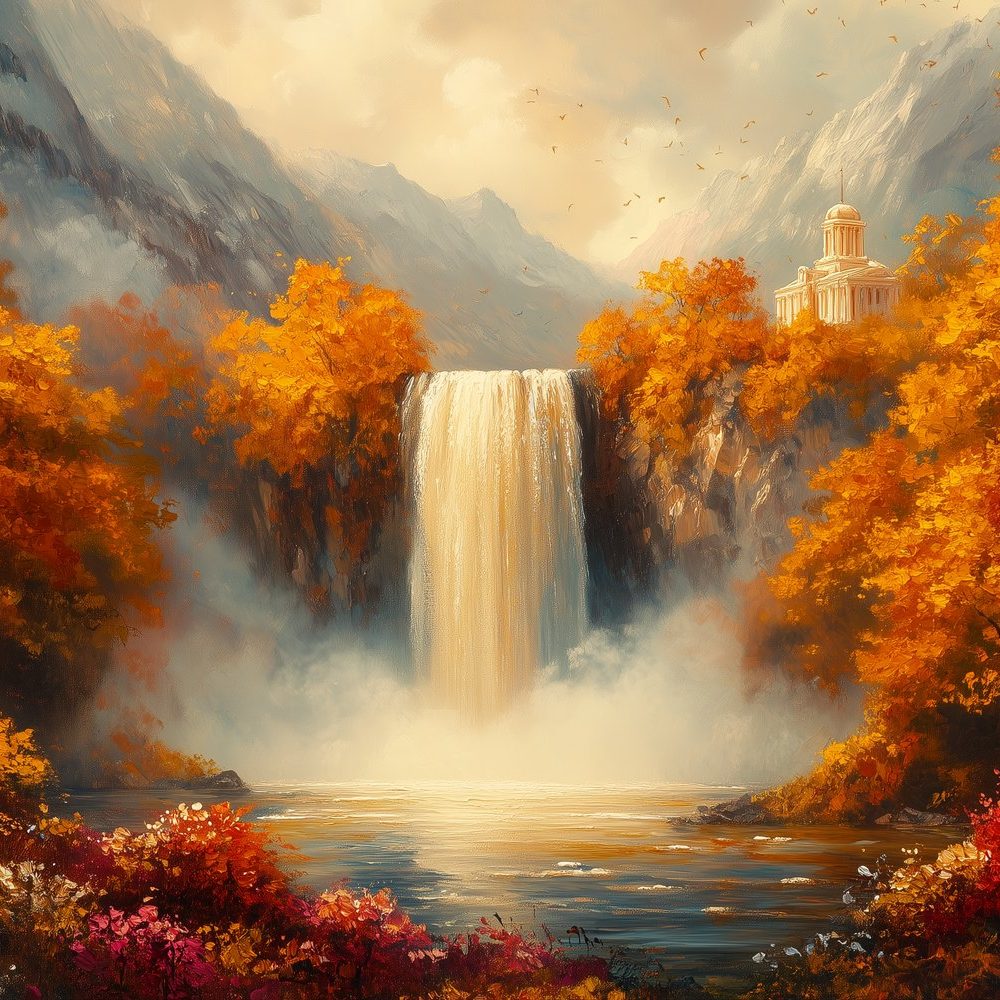 Betoverend waterval landschap behang