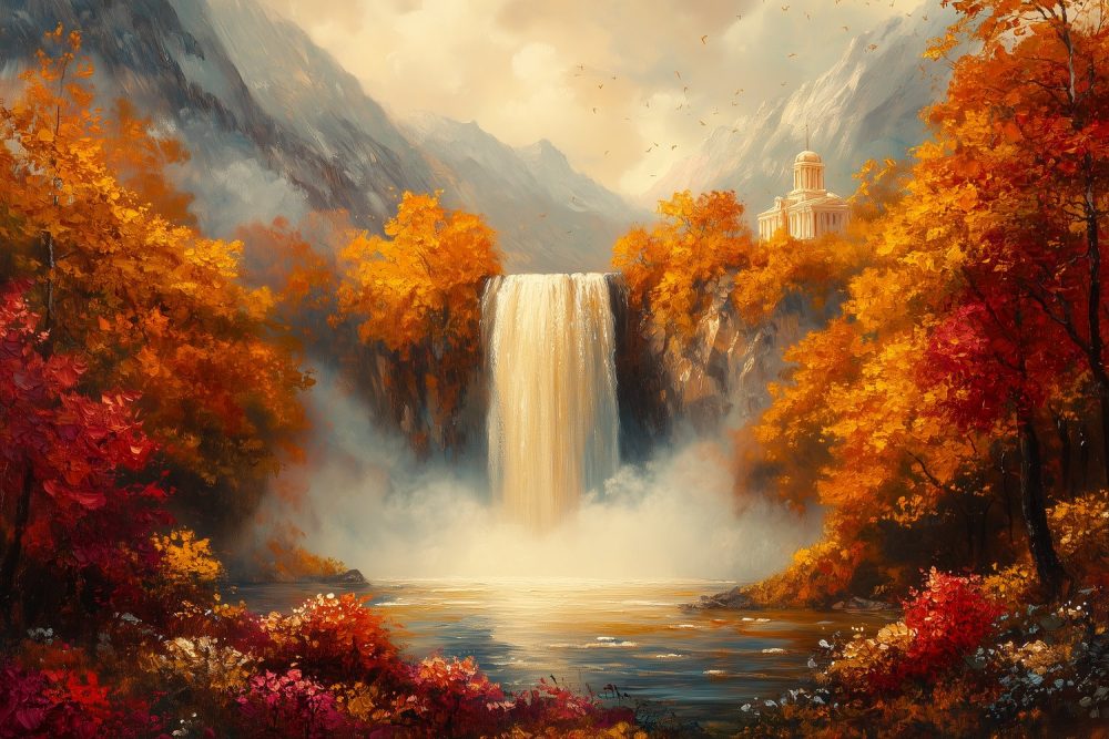 Betoverend waterval landschap behang