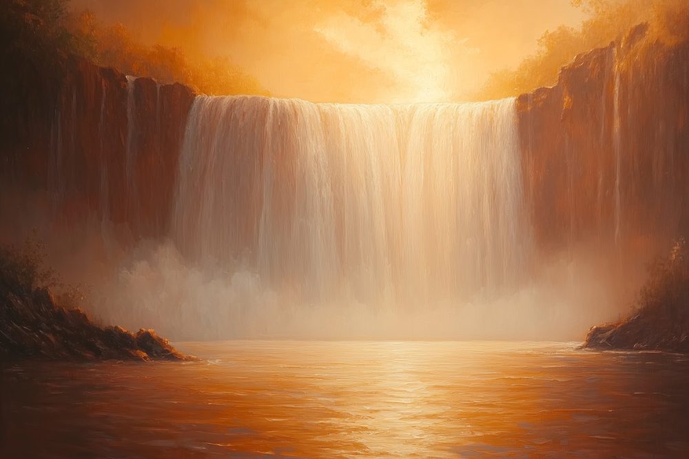 Gouden Waterval Zonsopgang behang