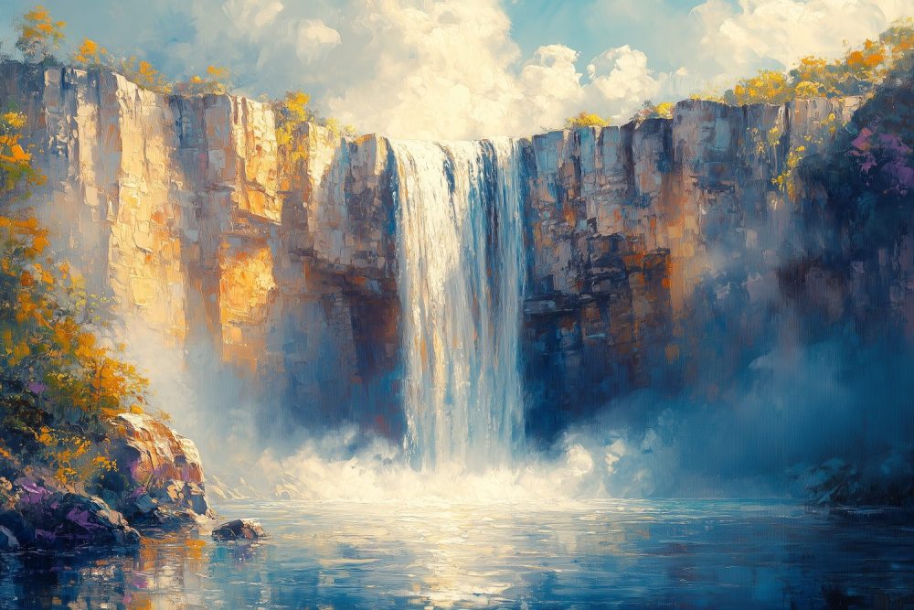 Waterval in Realistische Stijl behang