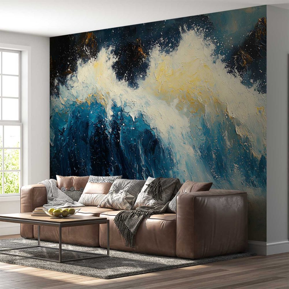 Alternative view of Krachtige oceaangolven schilderij behang