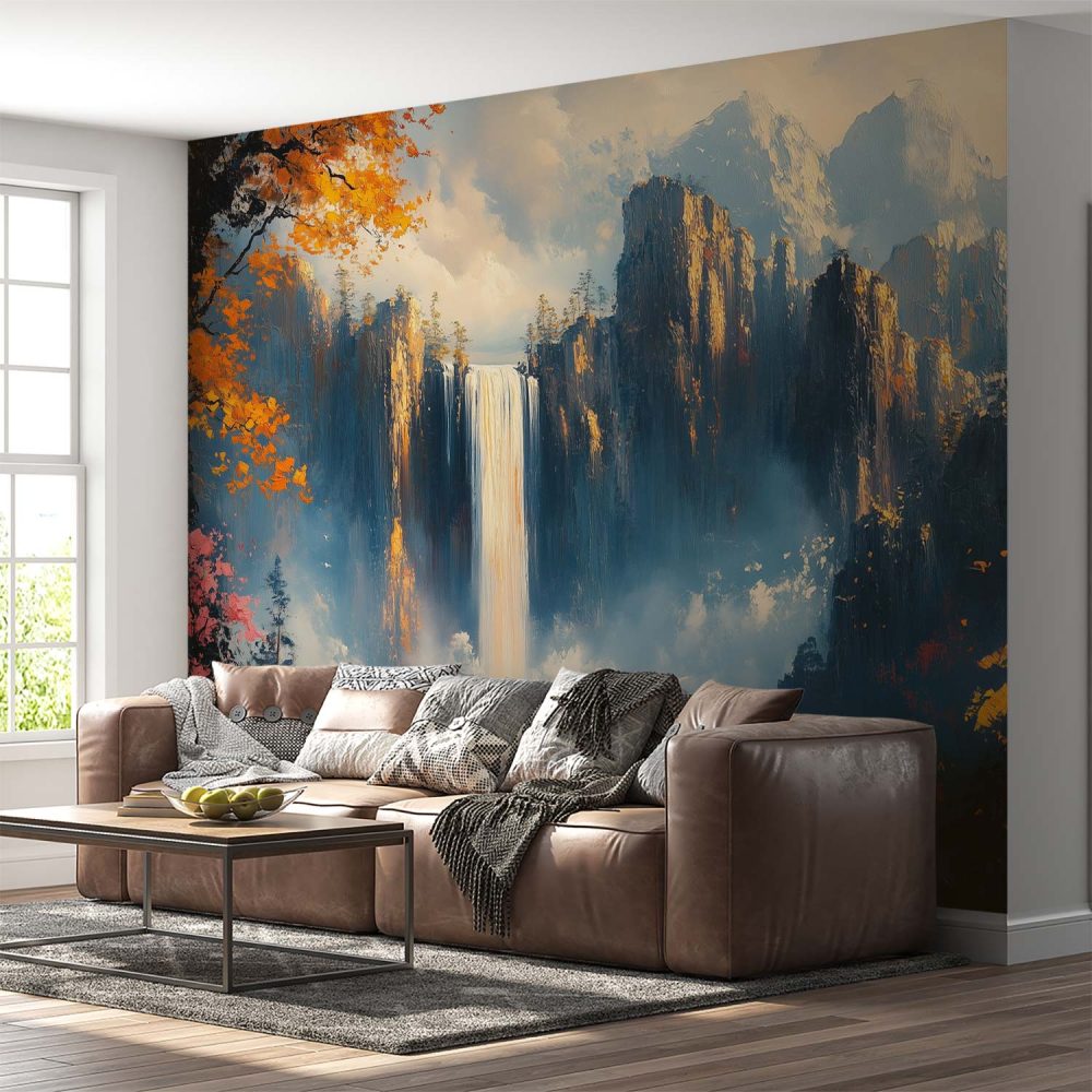 Alternative view of Bergwaterval in serene kleuren behang