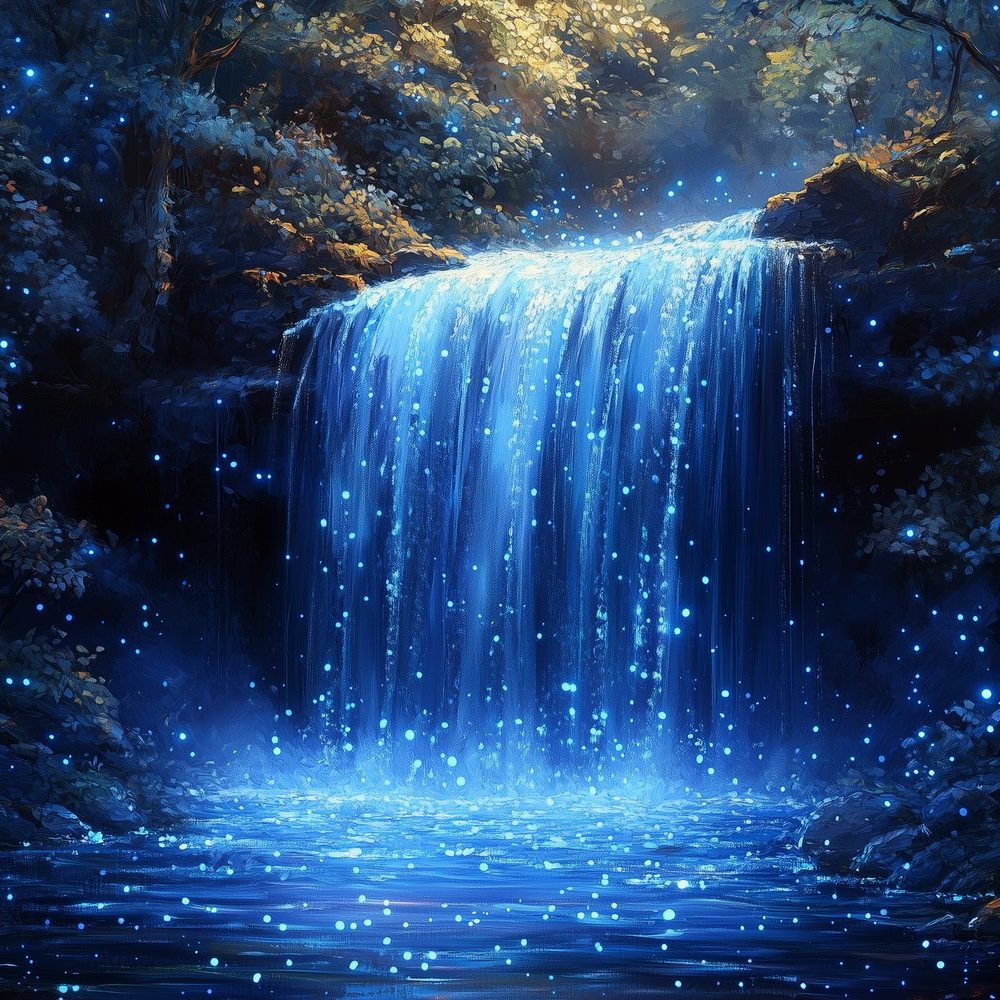 Betoverend Waterval Boslandschap behang