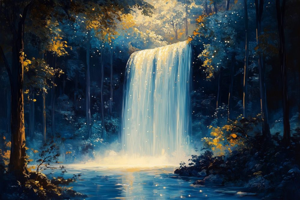 Vredig boswaterval schilderij behang
