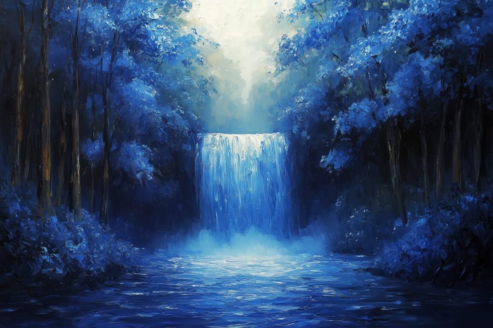 Tranquille Blauwe Waterval behang