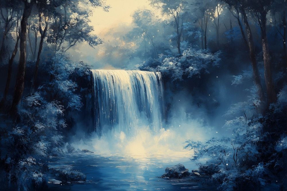 Vredig watervalwoud behang