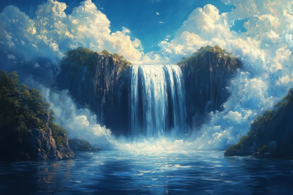 Betoverende Waterval Natuurtafereel behang