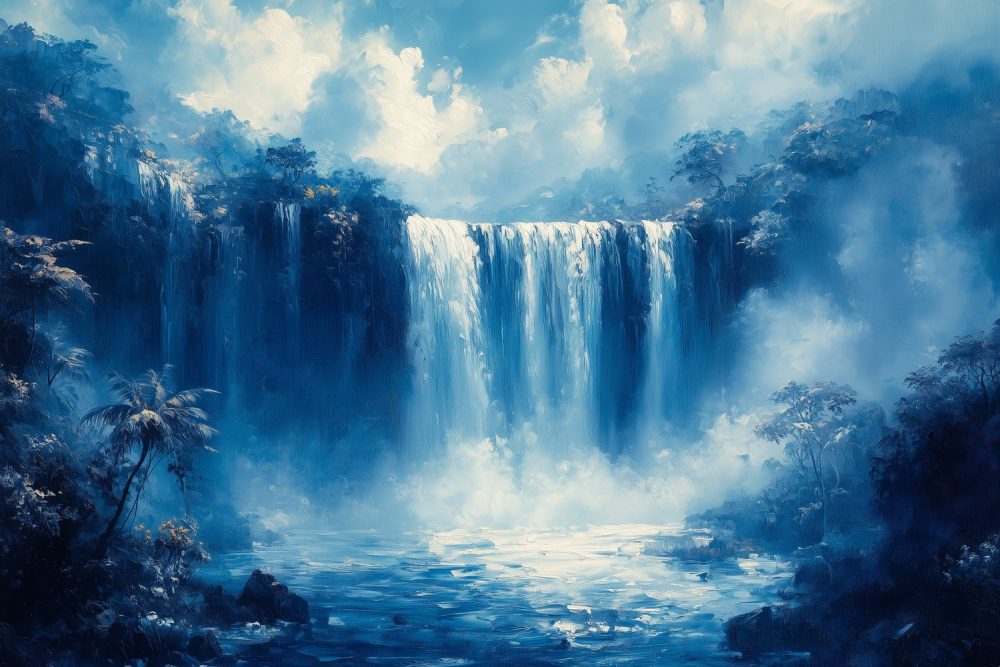Tropische Waterval Schilderij behang