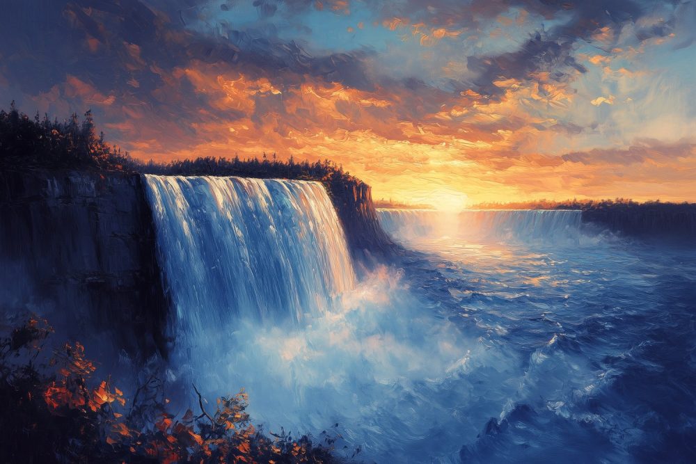 Oranje Blauwe Waterval behang