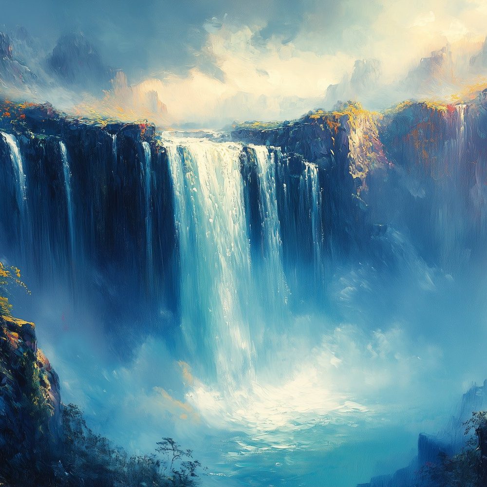 Bergwaterval in Sereniteit behang