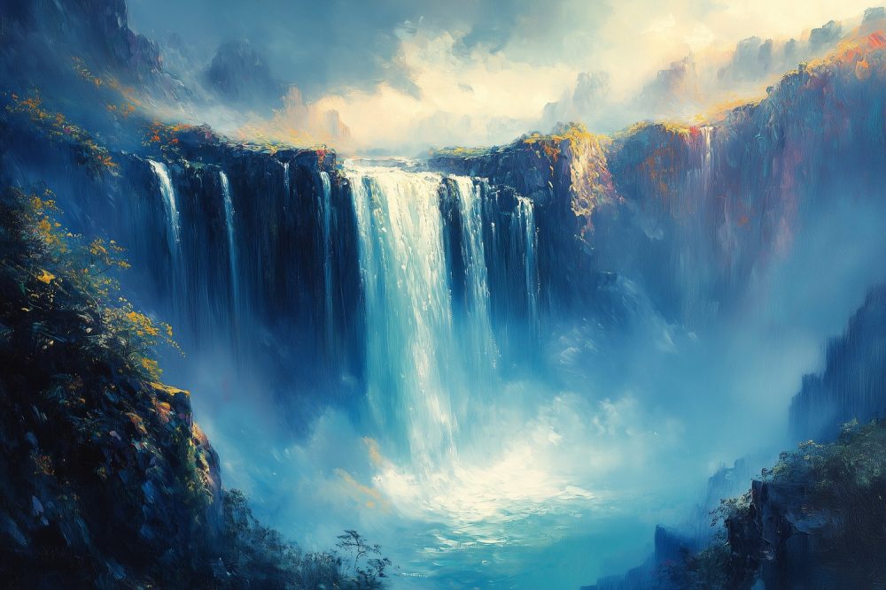 Bergwaterval in Sereniteit behang