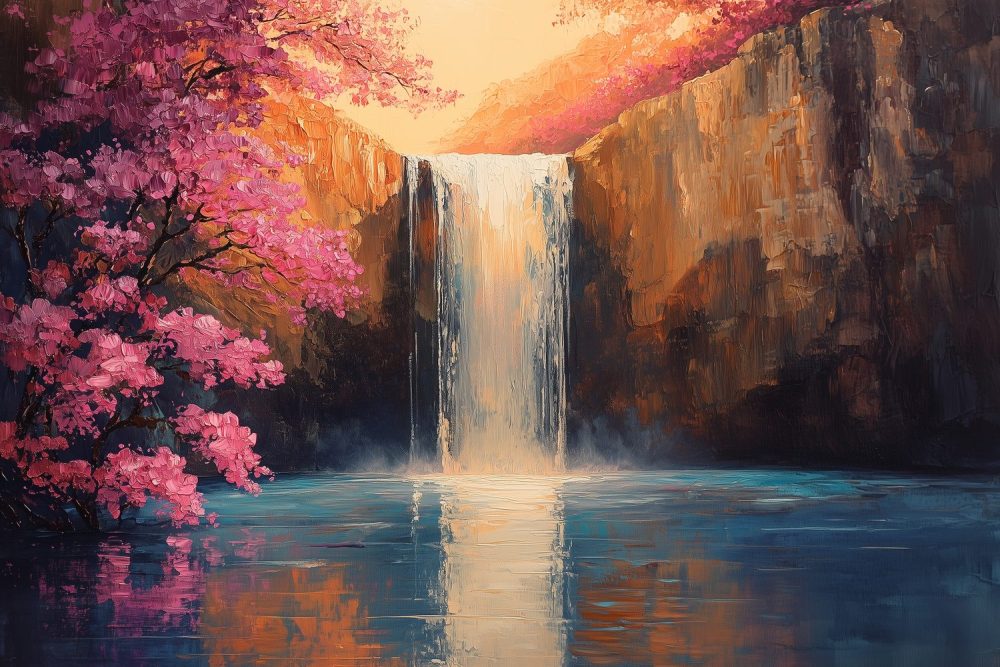 Betoverende Waterval Schildering behang