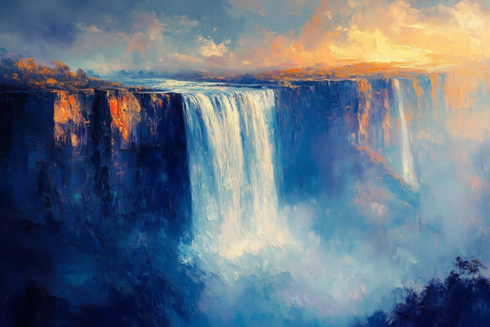 Stromende waterval impressie behang