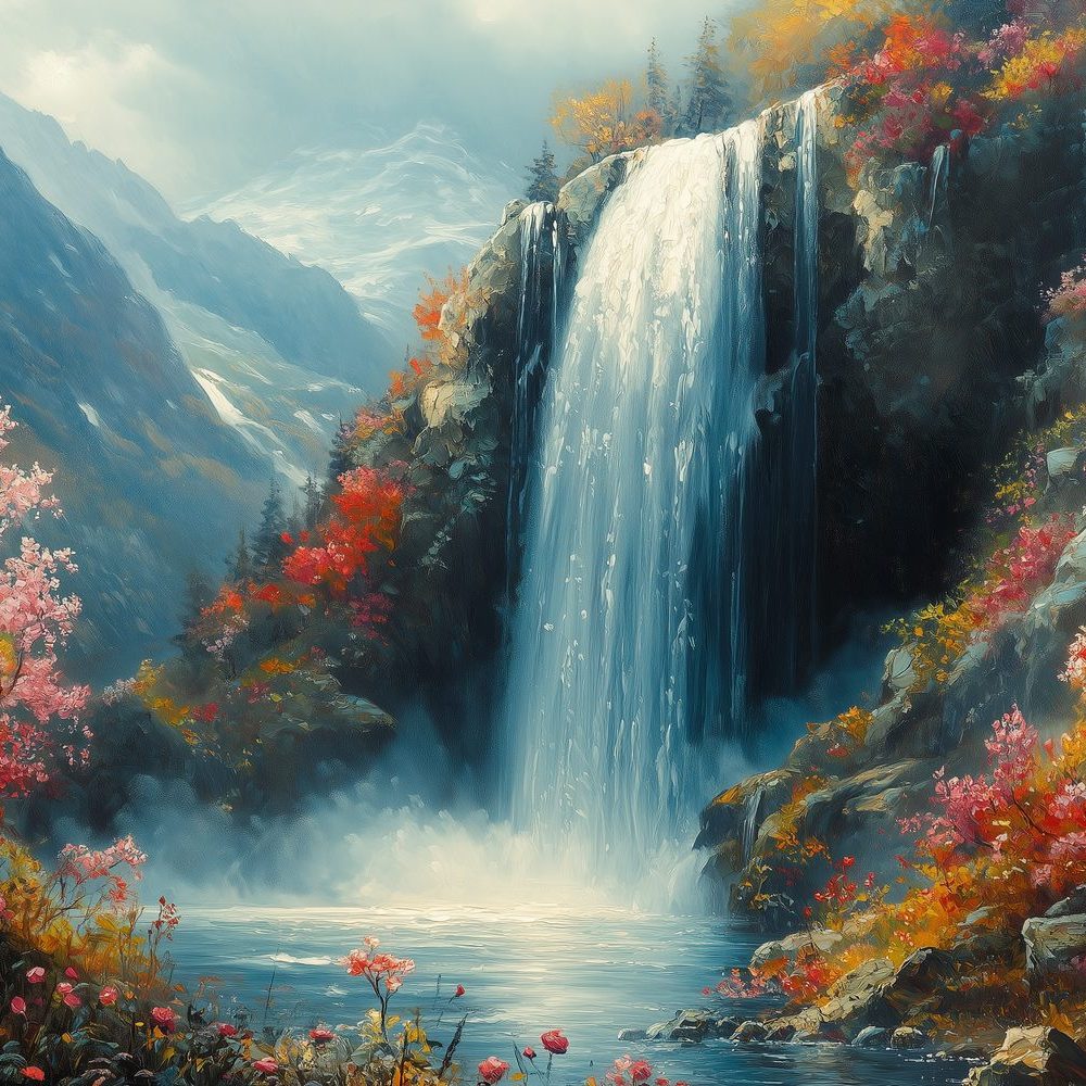 Betoverend Waterval Landschap behang