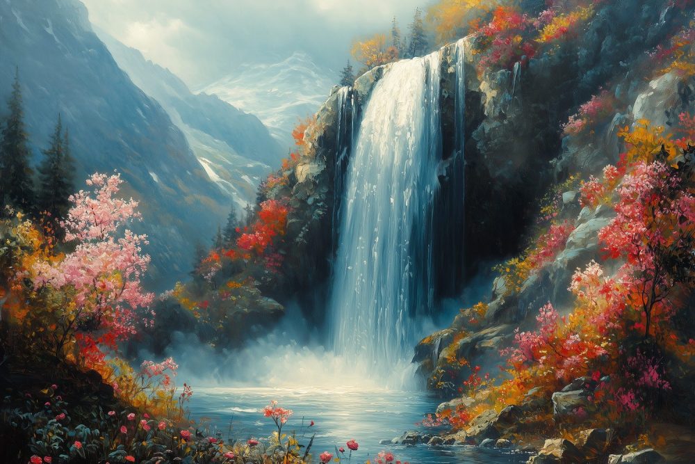 Betoverend Waterval Landschap behang