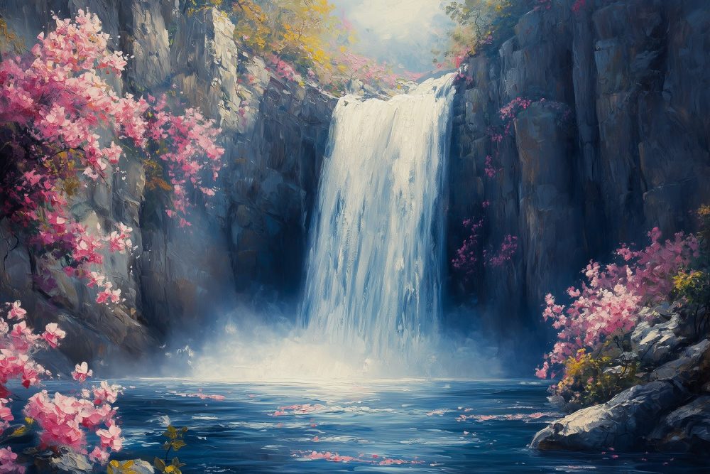 Tranquille Waterval Schildering behang