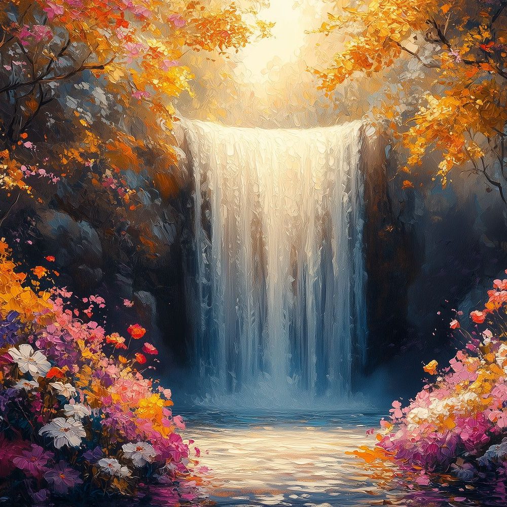 Betoverend Waterval Boslandschap behang