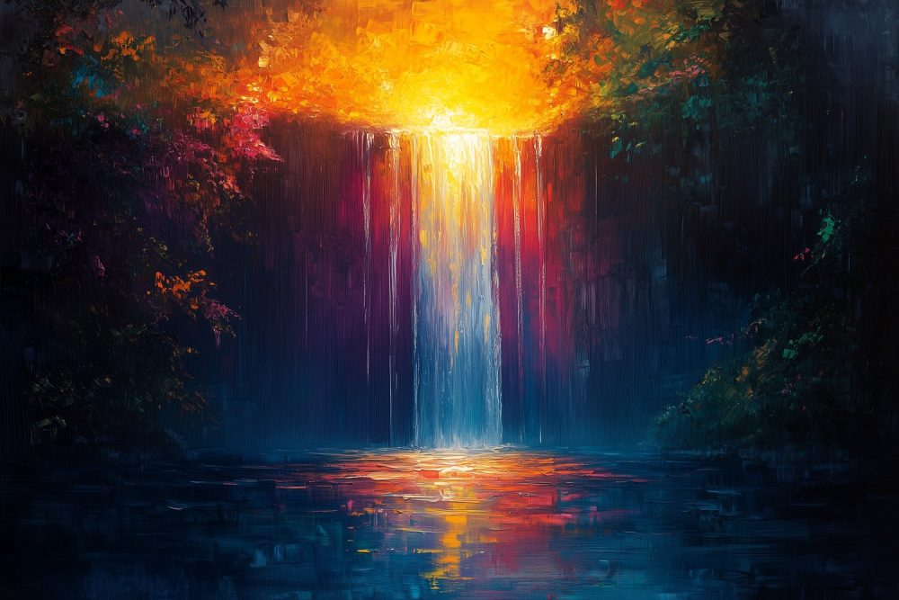 Stralende Waterval Schilderij behang