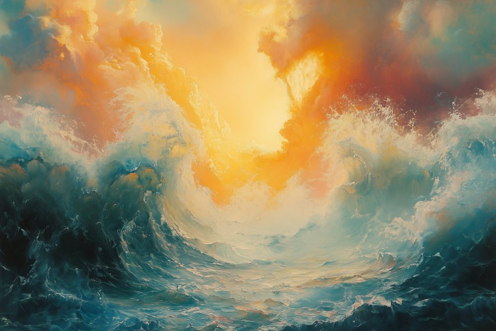 Stormachtige oceaanimpressie behang