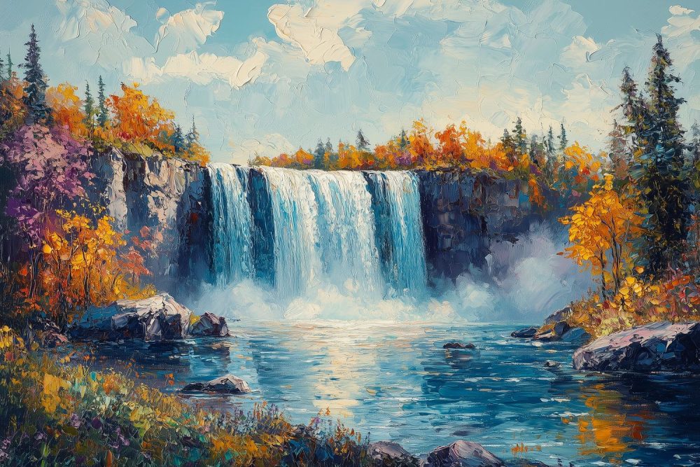 Levende watervalimpressie behang