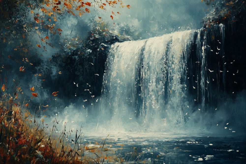 Tranquille Waterval Schildering behang