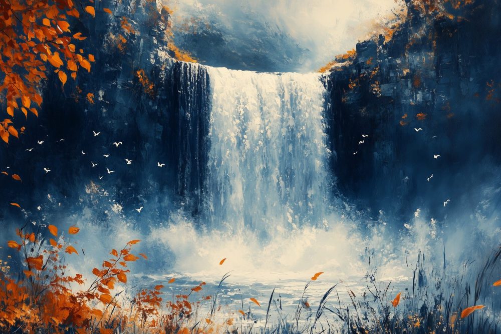 Tranquille Waterval Schildering behang