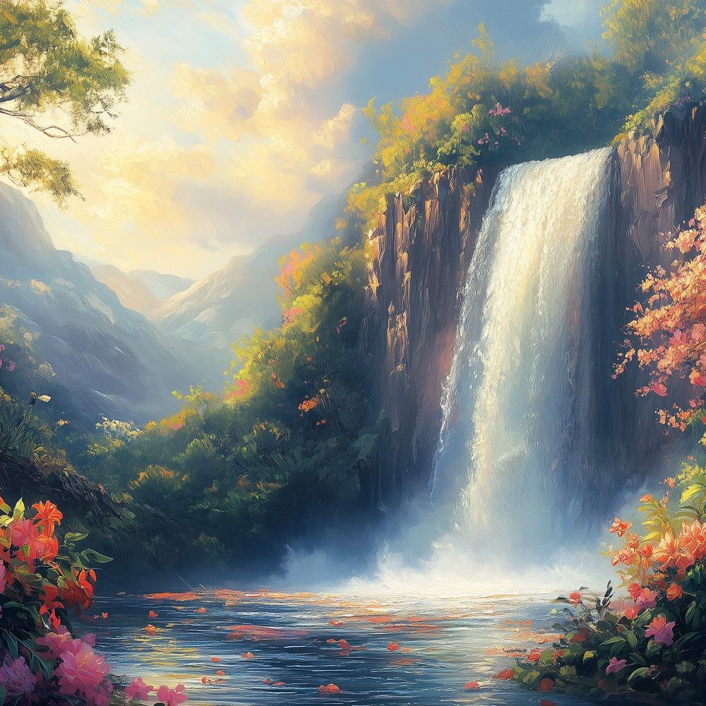 Betoverend waterval landschap behang