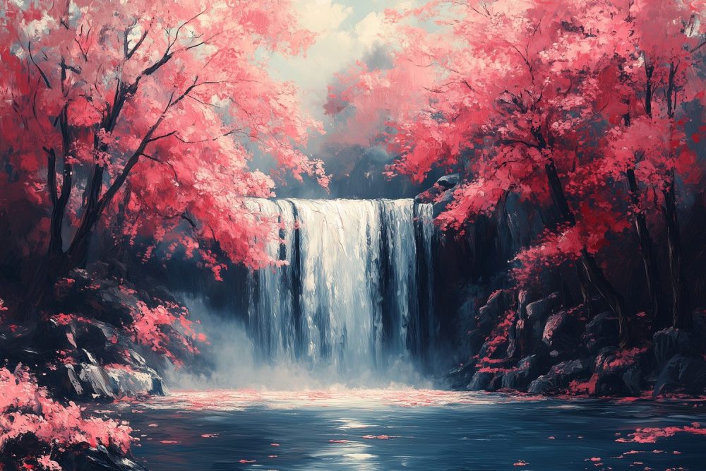 Betoverende herfstwaterval behang