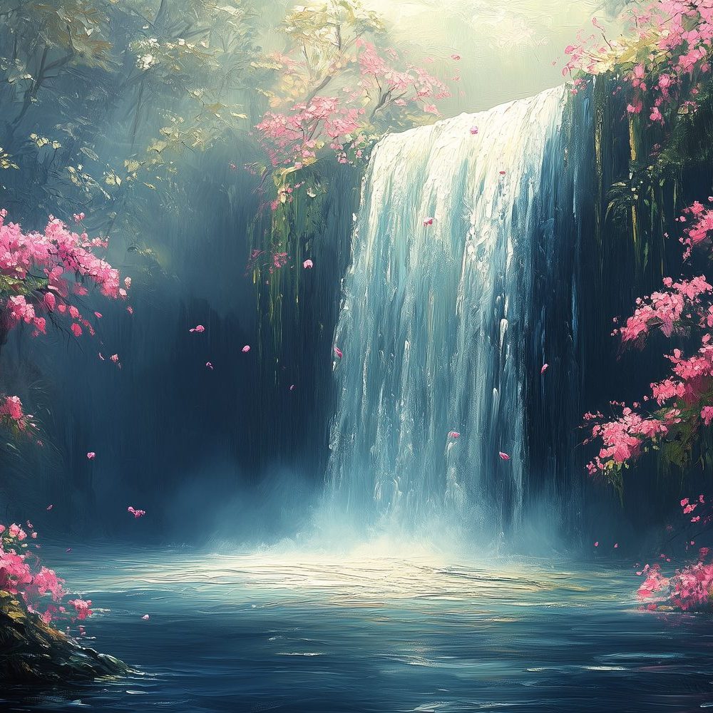 Betoverend Waterval Boslandschap behang