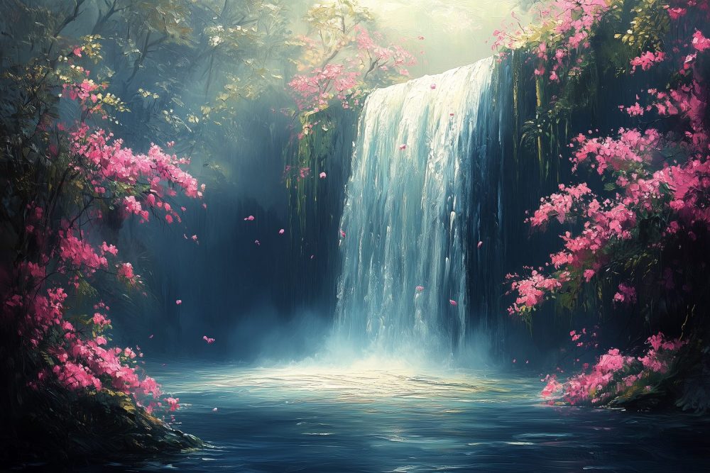 Betoverend Waterval Boslandschap behang