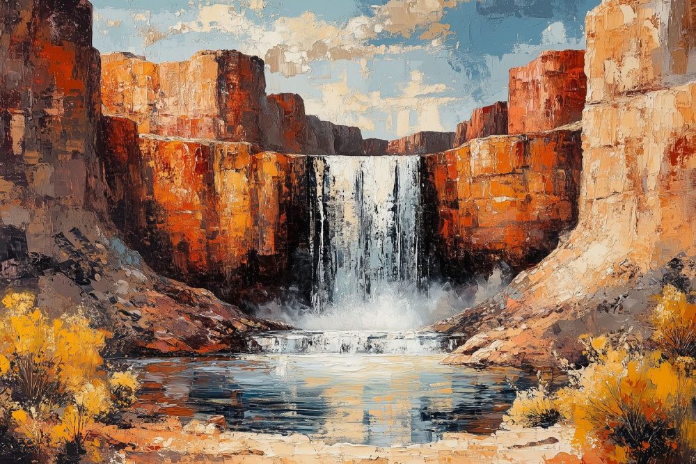 Betoverende Waterval Schilderij behang