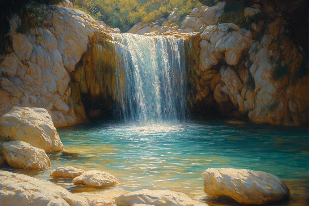 Rustige Waterval Schilderij behang