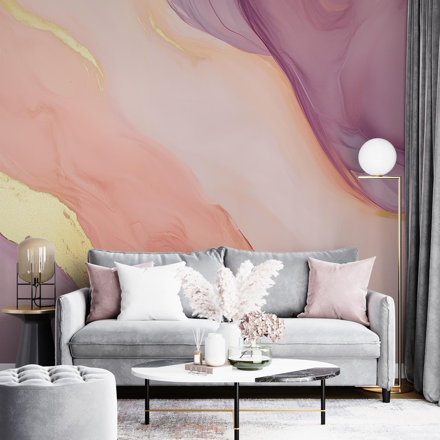 Elegant Gouden Abstracte Kunst behang - Afbeelding 3
